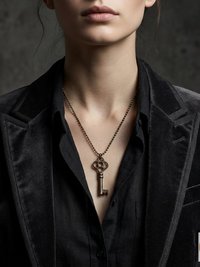 Antique Skeleton Key Necklace JULIET, Fancy Bow Iron Pendant, Brass Ball Chain Gothic Jewelry
