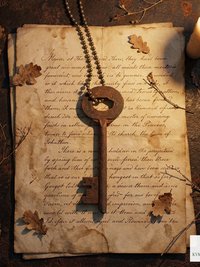 Antique Skeleton Key Necklace CLARA, Iron Trunk Pendant, Brass Ball Jewelry