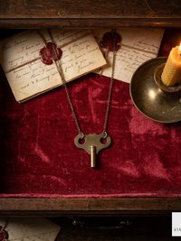 Vintage Clock Key Necklace PENELOPE, Repurposed Brass Winding Pendant, Steampunk