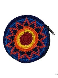 Round Crochet Coin Purse from Guatemala - Colorful Artisan Zipper Pouch