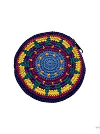 Round Crochet Coin Purse from Guatemala - Colorful Artisan Zipper Pouch