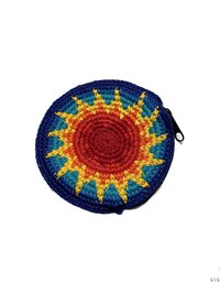 Round Crochet Coin Purse from Guatemala - Colorful Artisan Zipper Pouch