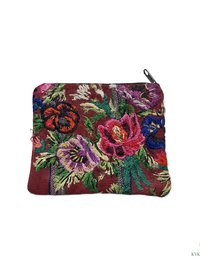 Colorful Guatemalan Huipil Coin Purse - Handmade Boho Wallet with Zip Top Closure