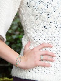 14 Karat Gold Plated Rainbow Moonstone and Crushed Turquoise Ring