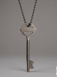 Antique Skeleton Key Necklace YARDLEY, Iron Trunk Pendant, Brass Ball Jewelry