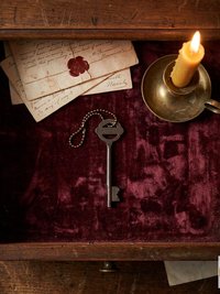 Antique Skeleton Key Necklace YARDLEY, Iron Trunk Pendant, Brass Ball Jewelry