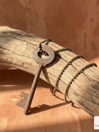 Antique Skeleton Key Necklace CLARA, Iron Trunk Pendant, Brass Ball Jewelry