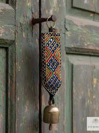 Boho Shisha Mirror Embroidery Fabric Banner Chime - Recycled Indian Wall Bell