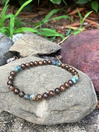 Men's Jasper and Turquoise Stretch Bracelet