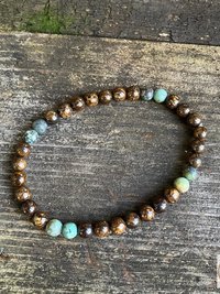 Men's Jasper and Turquoise Stretch Bracelet