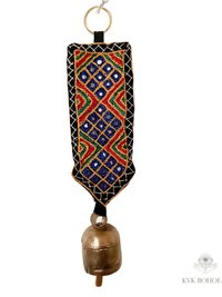 Boho Shisha Mirror Embroidery Fabric Banner Chime - Recycled Indian Wall Bell