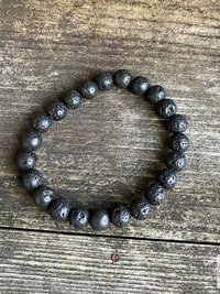 Mens Black Lava Stone Bead Bracelet