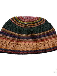 Striped Kufi Skull Cap - Crocheted Beanie Hat, Ethically sourced