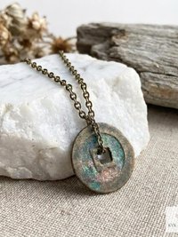Antique Chinese Cash Coin Necklace, Feng Shui Good Fortune Pendant