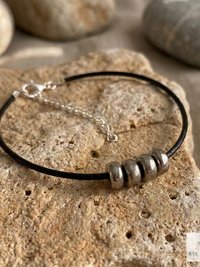 Boho Silver Bead Choker Necklace - Adjustable Minimalist Style