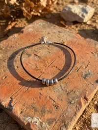 Boho Silver Bead Choker Necklace - Adjustable Minimalist Style