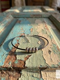 Boho Silver Bead Choker Necklace - Adjustable Minimalist Style
