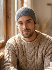 Gray Kufi Skull Cap - Crocheted Beanie Hat, Ethically sourced