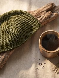 Olive Green Kufi Skull Cap - Crocheted Beanie Hat, Ethically sourced