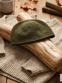 Olive Green Kufi Skull Cap - Crocheted Beanie Hat, Ethically sourced