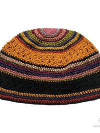 Striped Kufi Skull Cap - Crocheted Beanie Hat, Ethically sourced