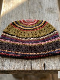 Striped Kufi Skull Cap - Crocheted Beanie Hat, Ethically sourced