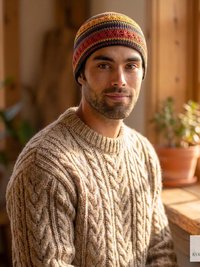 Striped Kufi Skull Cap - Crocheted Beanie Hat, Ethically sourced