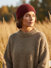Maroon Kufi Skull Cap - Crocheted Beanie Hat, Ethically sourced