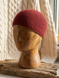 Maroon Kufi Skull Cap - Crocheted Beanie Hat, Ethically sourced