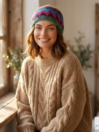 Rainbow Kufi Skull Cap - Crocheted Beanie Hat, Ethically sourced