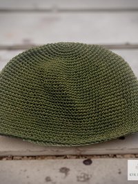 Olive Green Kufi Skull Cap - Crocheted Beanie Hat, Ethically sourced