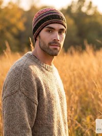 Striped Kufi Skull Cap - Crocheted Beanie Hat, Ethically sourced