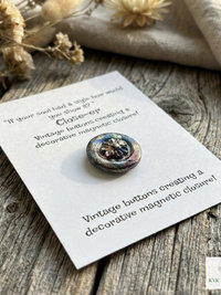 Magnetic Button Brooch Pin - Fabric Safe No Sew Vintage Style Scarf Clip