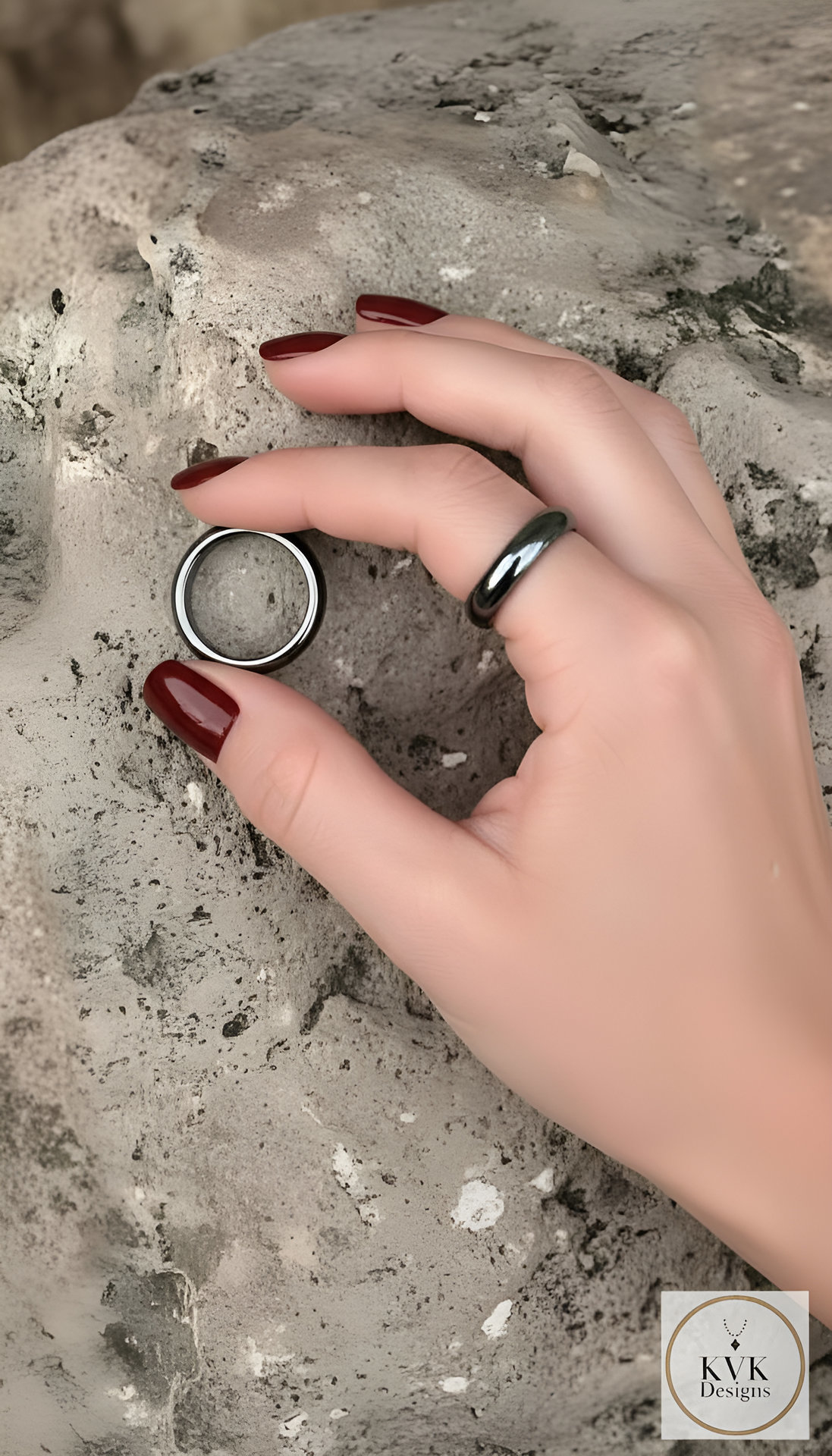 4mm Magnetic Hematite Dome Ring