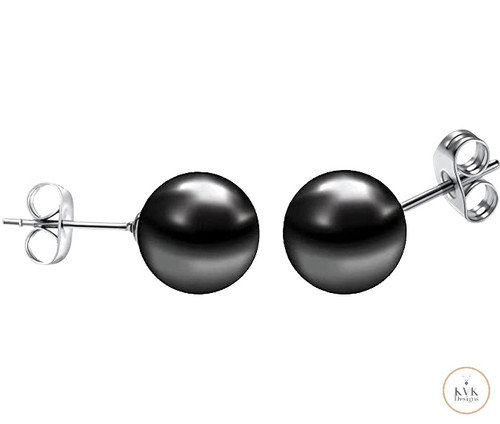 8mm Hematite Ball Stud Earrings