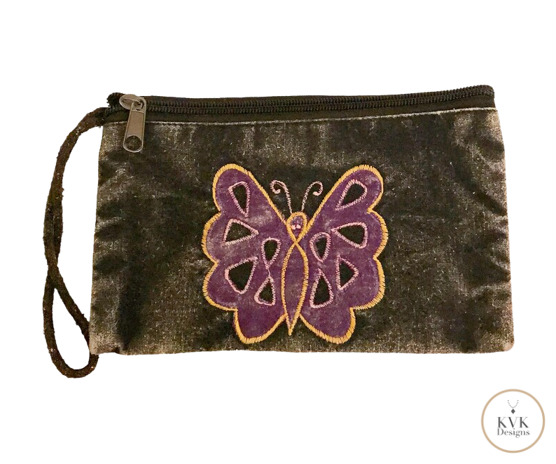 Black Butterfly Wristlet Coin Purse