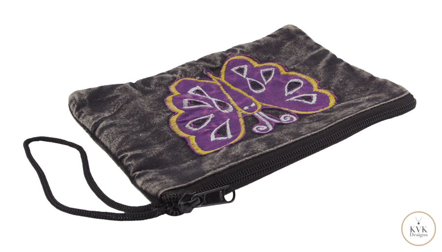 Black Butterfly Wristlet Coin Purse