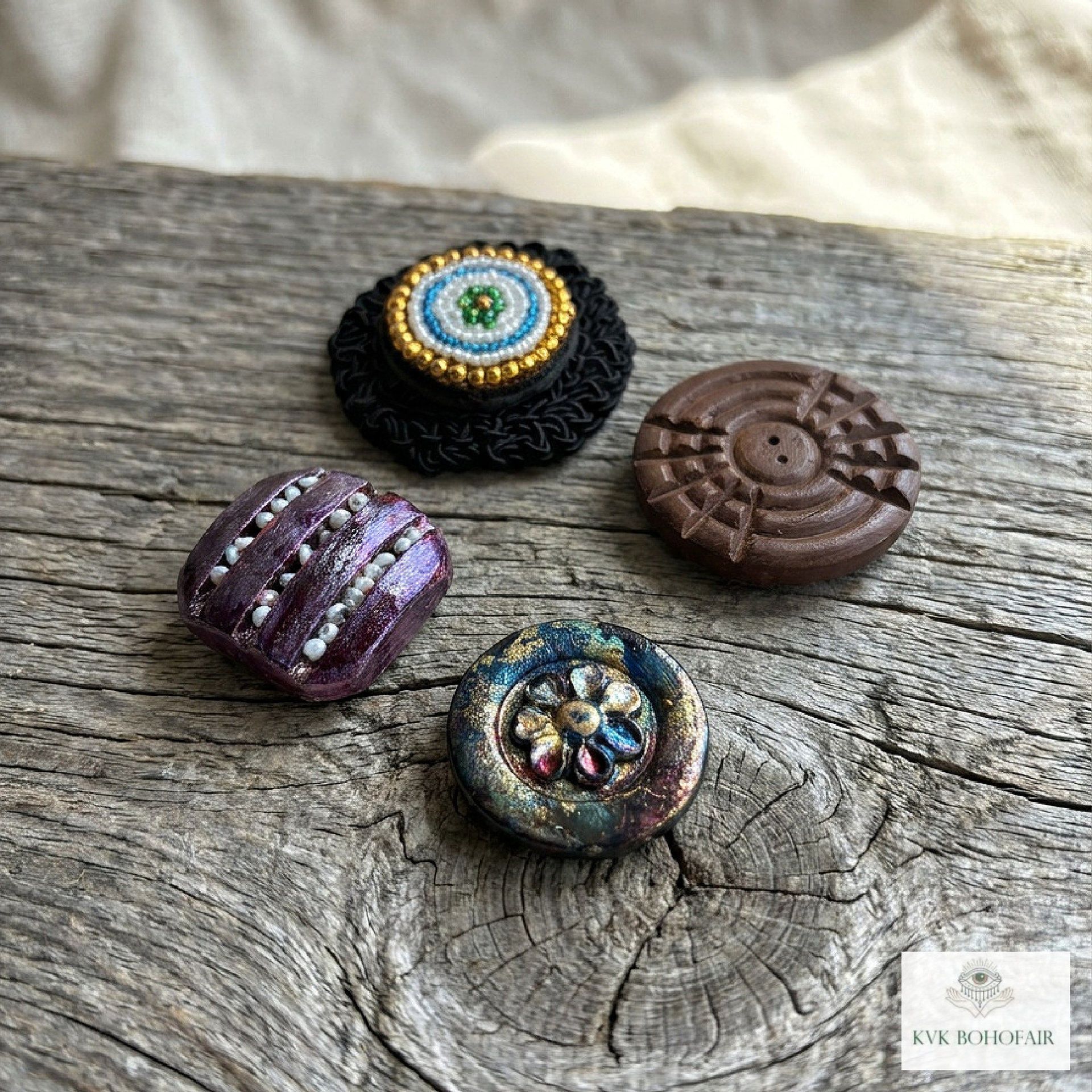 Magnetic Button Brooch Pin - Fabric Safe No Sew Vintage Style Scarf Clip