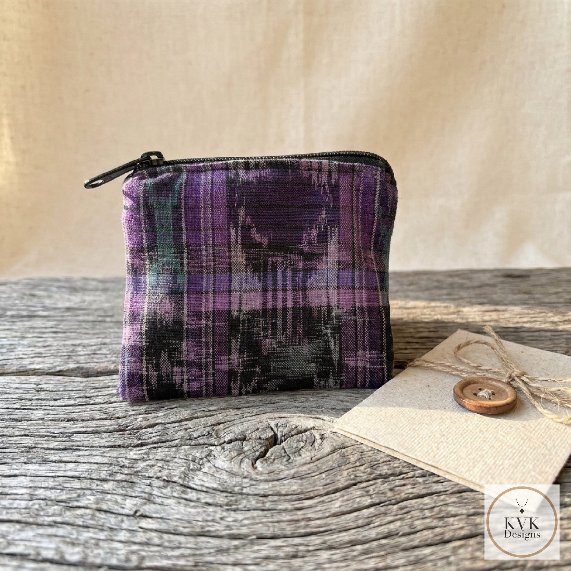 Guatemalan Corte Coin Purse - Handwoven Boho Fabric Zipper Pouch Small Makeup Bag