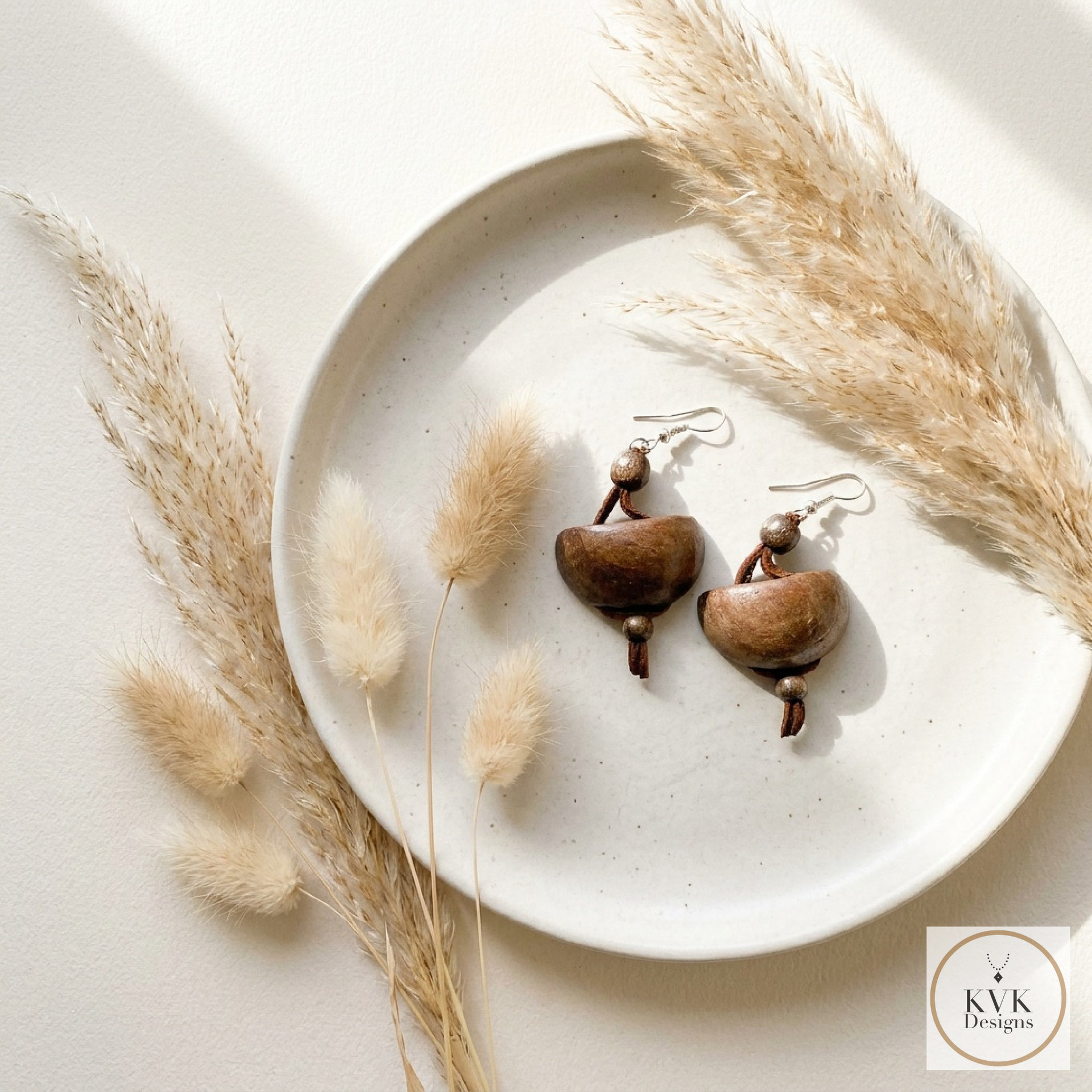 Dance with Druids Wood Earrings - Handcrafted Earthy Statement Dangles