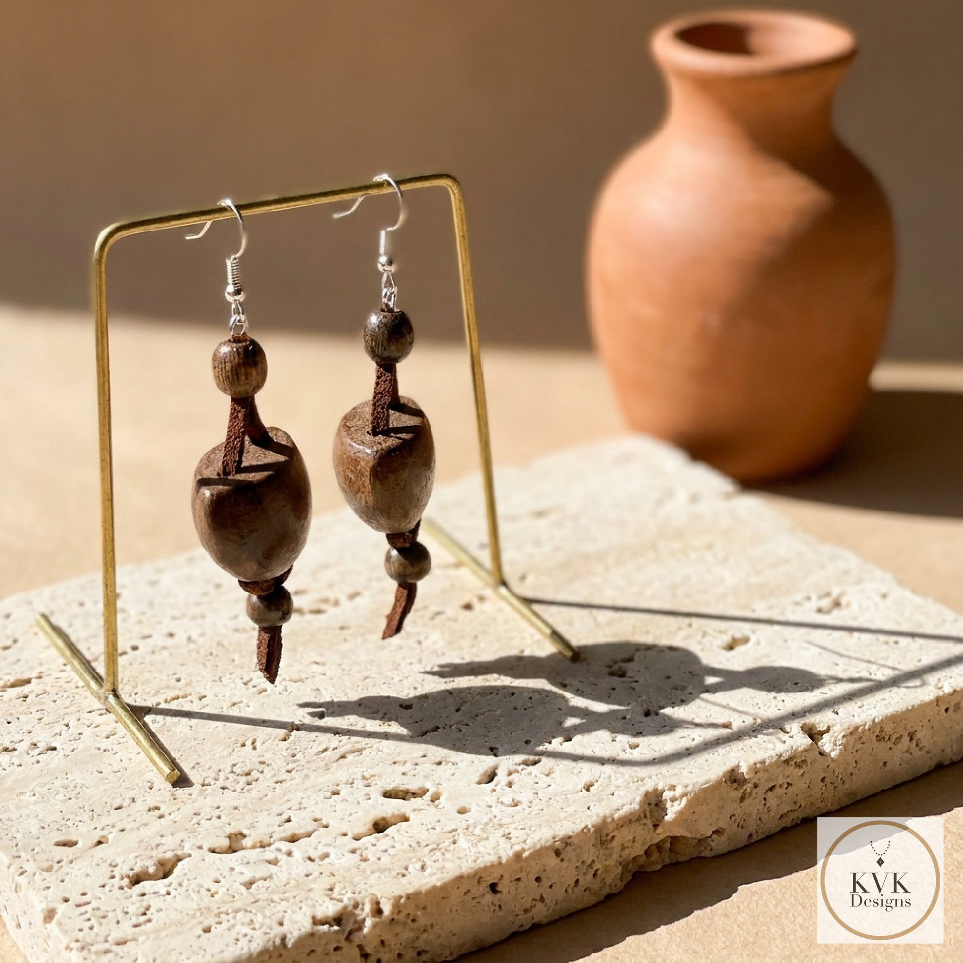 Dance with Druids Wood Earrings - Handcrafted Earthy Statement Dangles