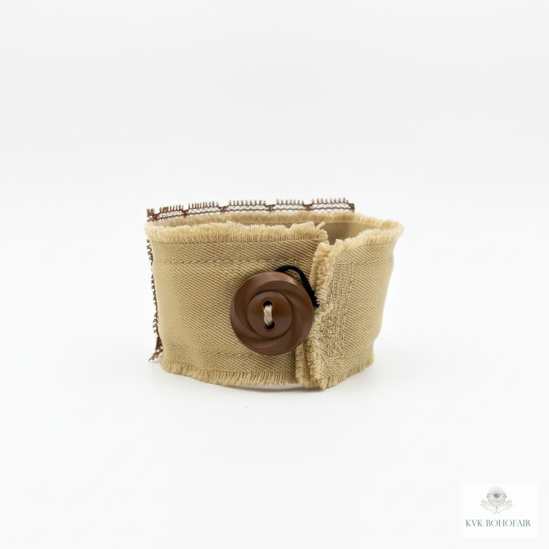 Boho Cotton Cuff Bracelet – Embroidered Dream Big Quote, Vintage Lace Detail