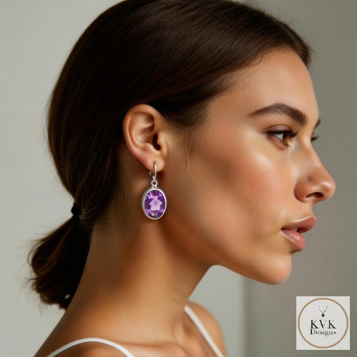 Faceted Amethyst French Wire Earrings