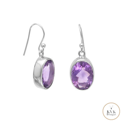 Faceted Amethyst French Wire Earrings