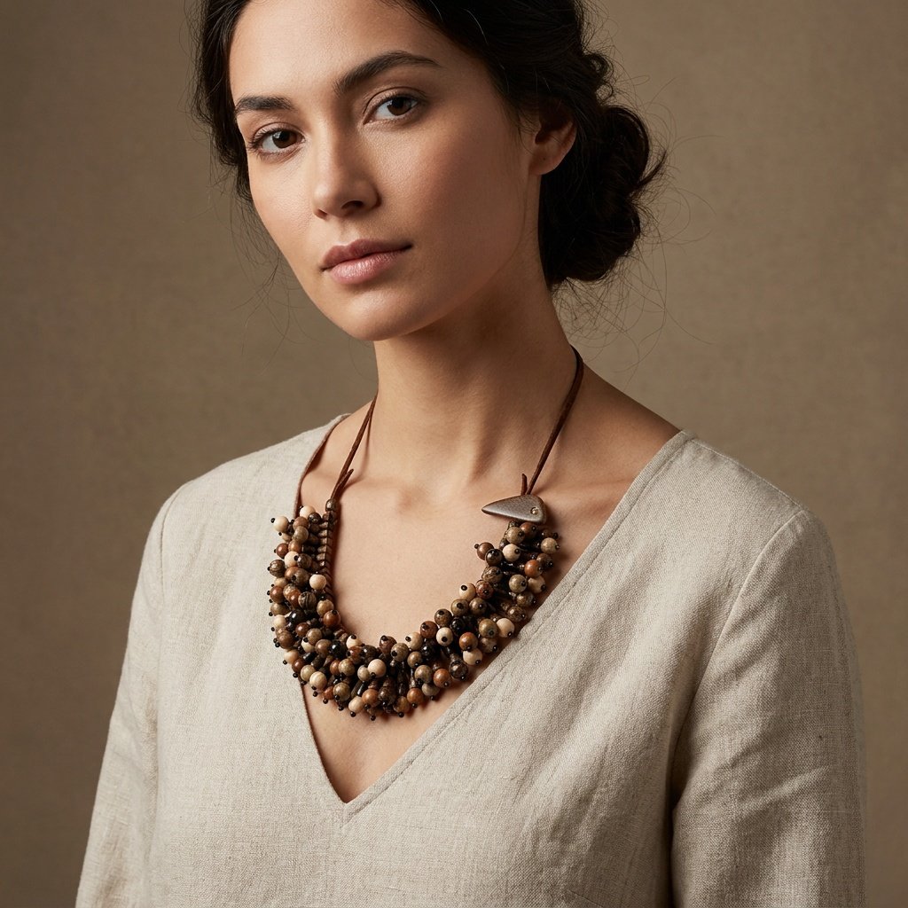 Flora Wood Bead Necklace