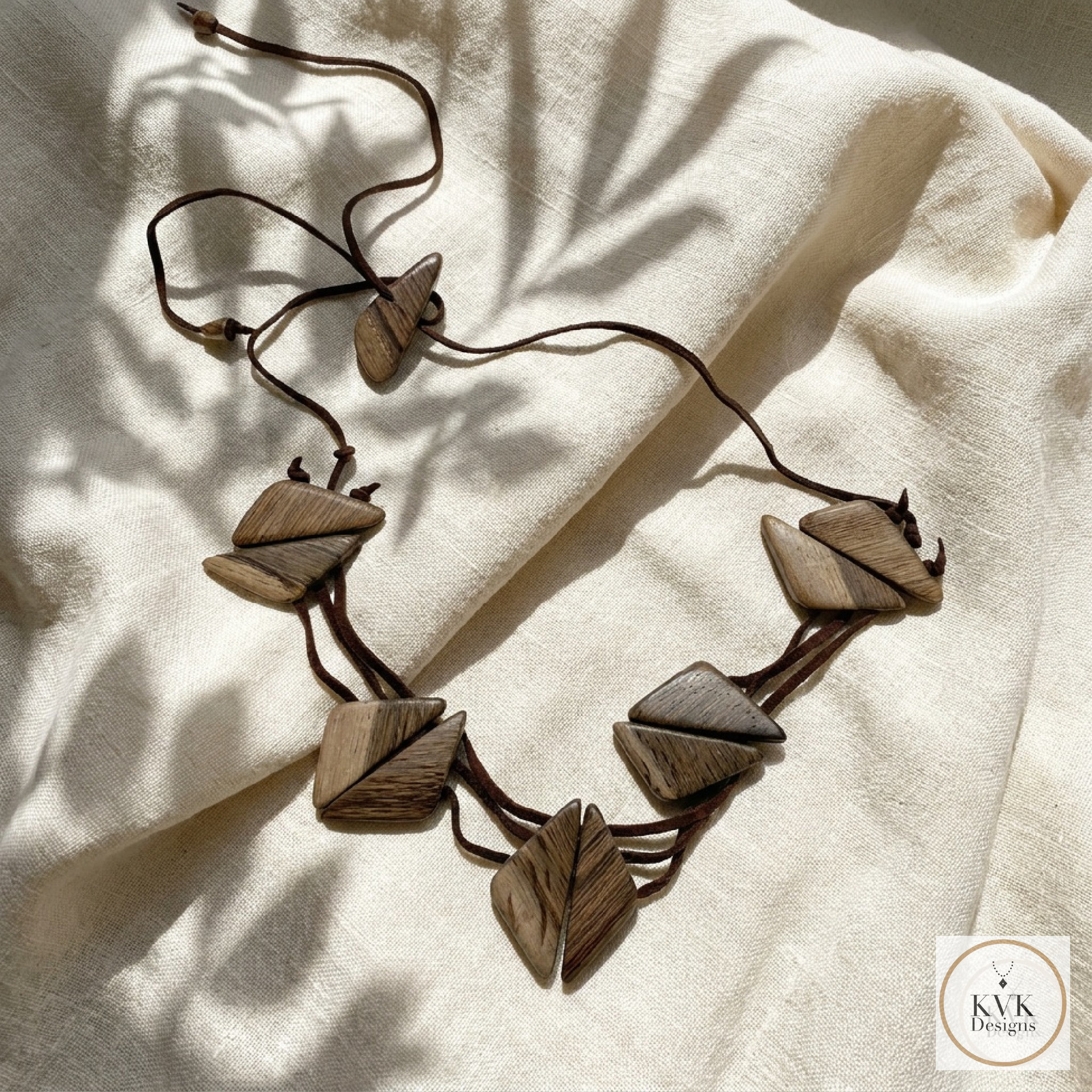 Geometric Wood Triangle Statement Necklace