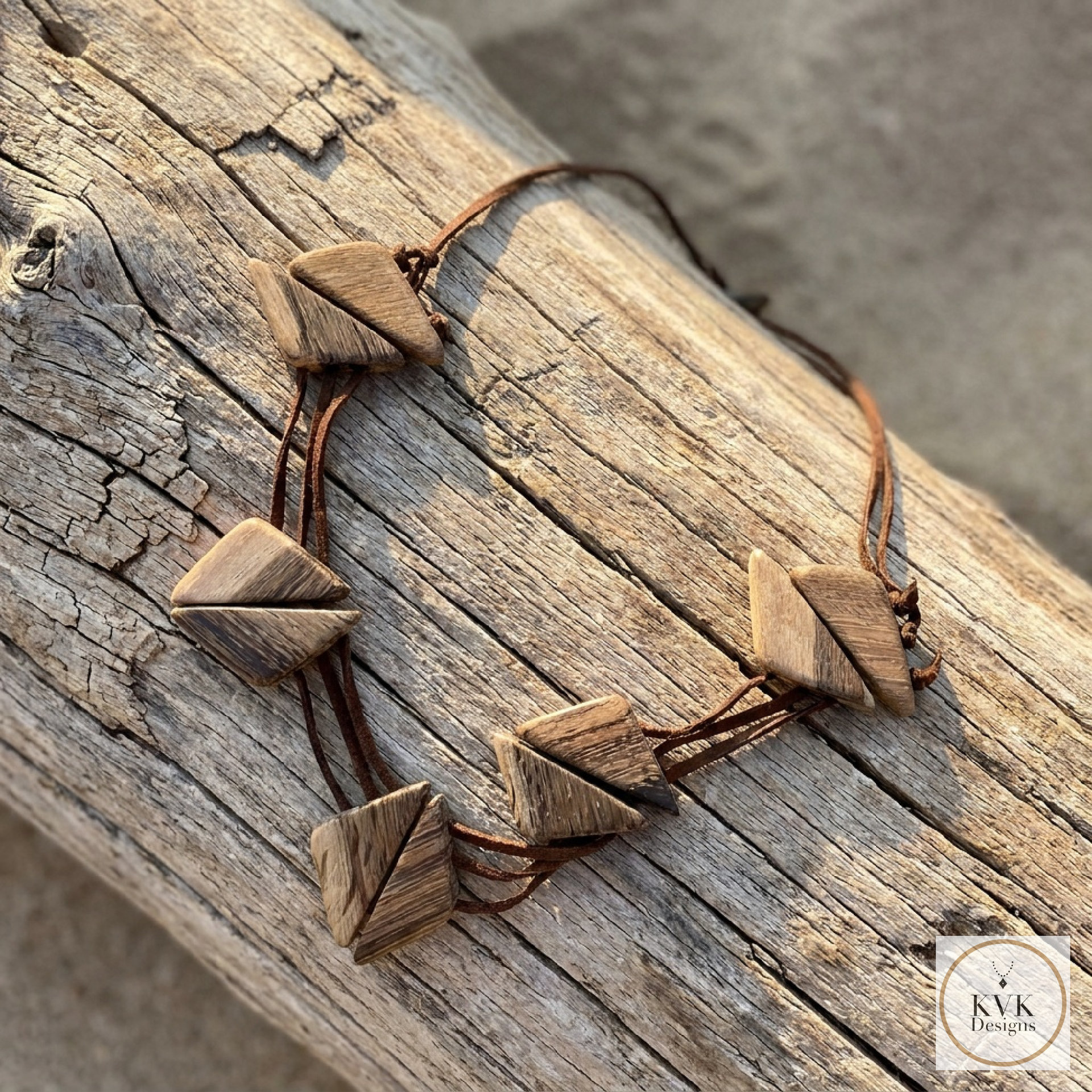 Geometric Wood Triangle Statement Necklace