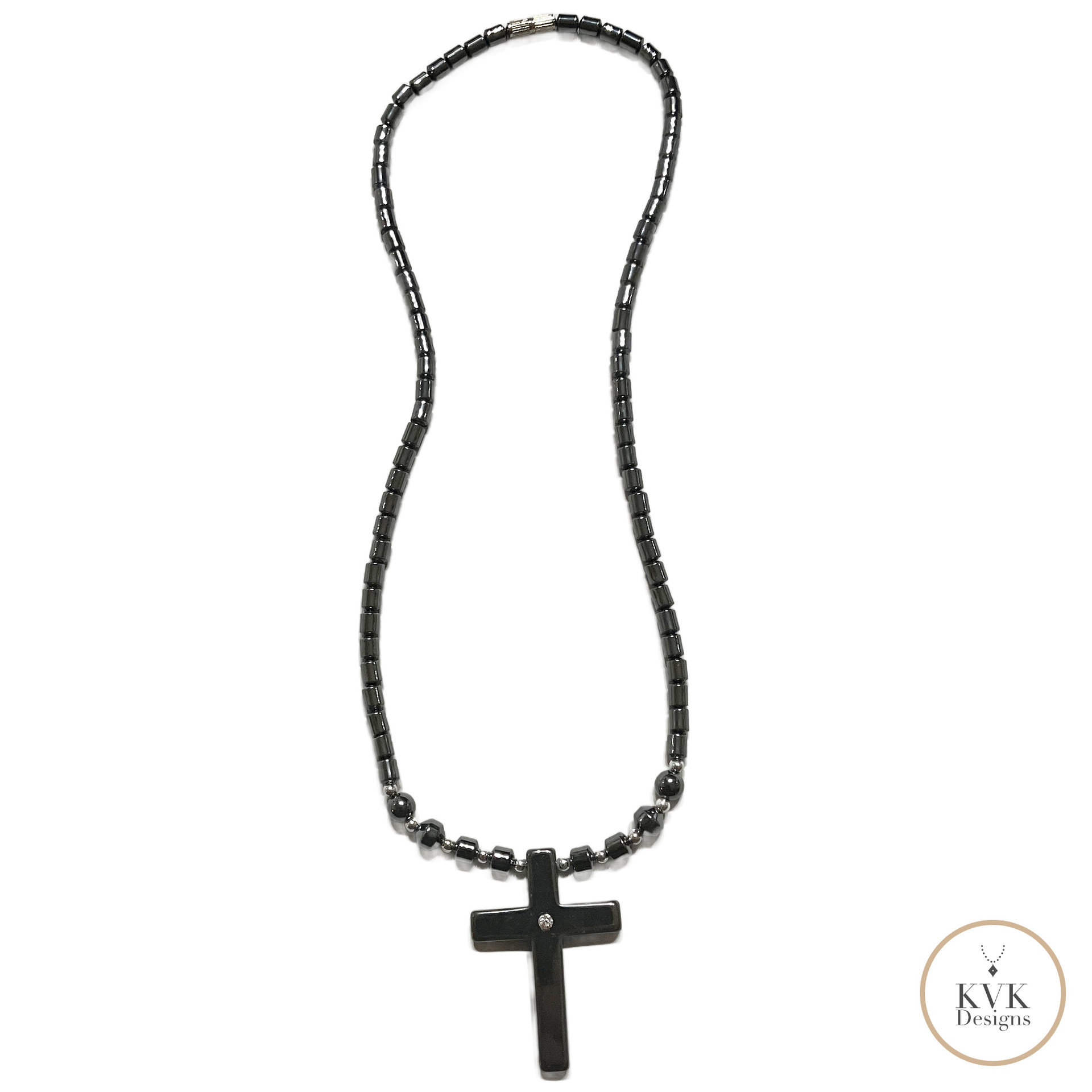 Hematite Believer Cross Necklace