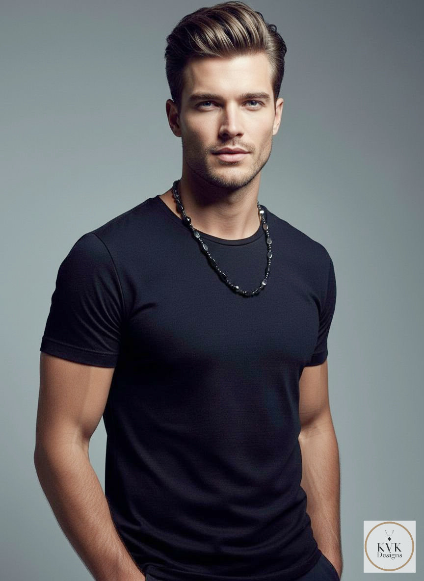 Men's Magnetic Hematite Twisted Bead Necklace