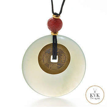 Jade "Bi" Disc with I Ching Coin